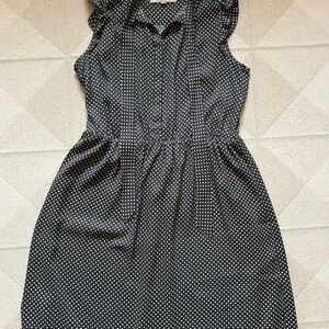 LOFT White and Gray Buttoned Midi Sundress